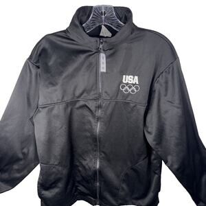 USA Olympics Jacket Mens Med Black Team USA Full Zip Olympic Committee Warm Up